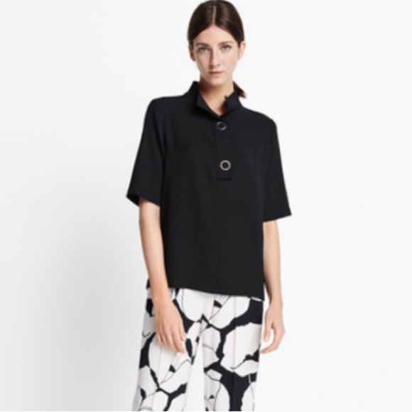 Someday Zinala Short Sleeve Shirt Large Grommet Snap Top Black - Picture 3 of 9